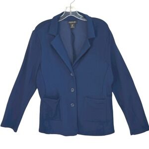 Rachel Zoe Two Button Blazer Cotton Spandex Blend Business Casual Pockets Blue L